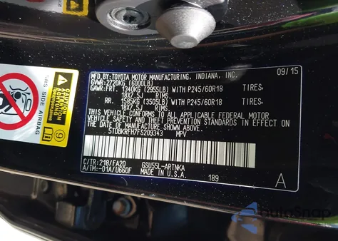 2015 Toyota Highlander Le Plus V6 from USA, damaged, VIN 5TDBKRFH7FS209343